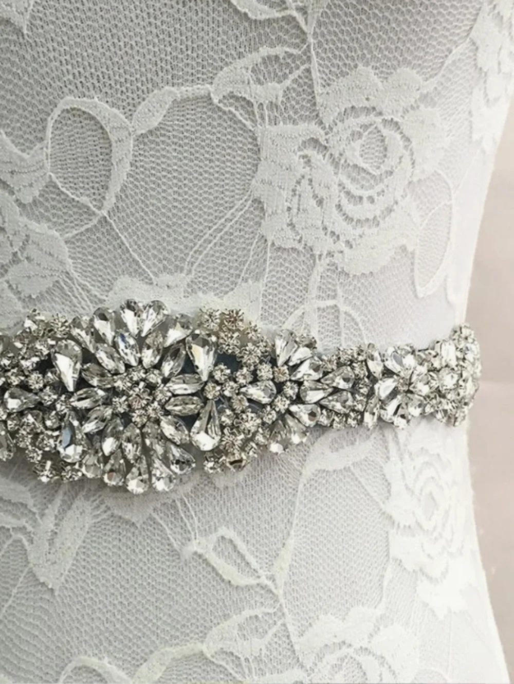 Bridal Crystal Rhinestone Wedding Dress Belt - Picture 5 of 8
